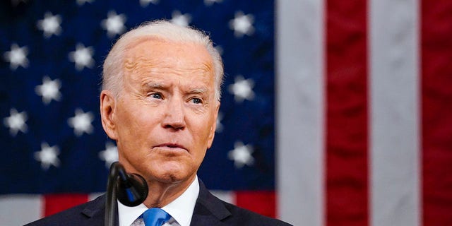 President Joe Biden addresses a joint session of Congress on April 28, 2021, at the U.S. Capitol in Washington. (Melina Mara/The Washington Post via AP, Pool)