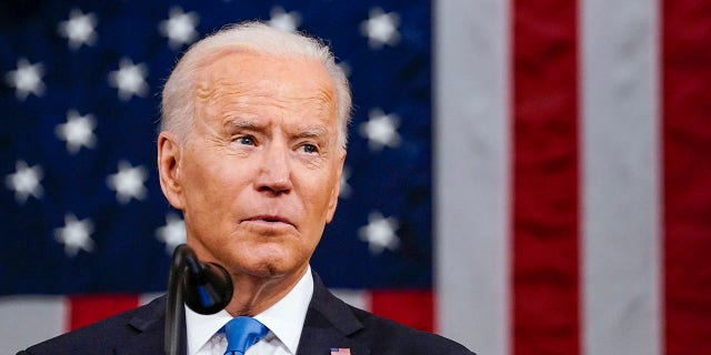 President Joe Biden addresses a joint session of Congress on April 28, 2021, at the U.S. Capitol in Washington. (Melina Mara/The Washington Post via WHD, Pool)