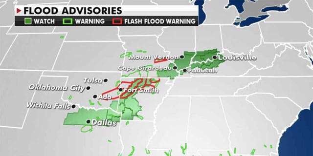 Heavy rain will produce areas of flash flooding ​​(Credit: Fox News)