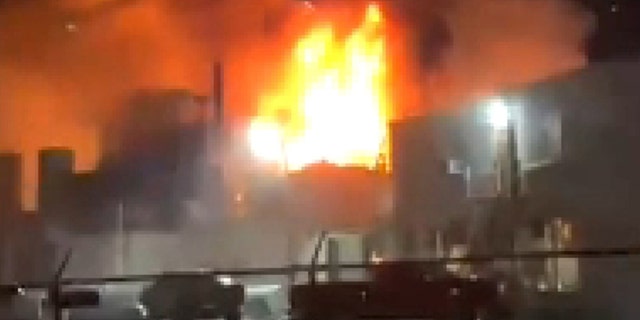 The scene early Thursday at the Yenkin Majestic Paint plant in Columbus, Ohio.
