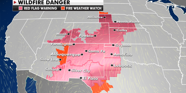 The current risk of wildfires. (Fox News)