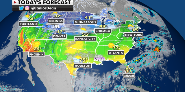 The national forecast for Monday, April 19. (Fox News)