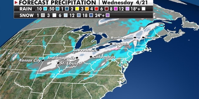 Expected precipitation totals through Wednesday. (Fox News)