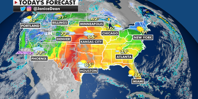 The national weather forecast for Monday, April 26. (Fox News)