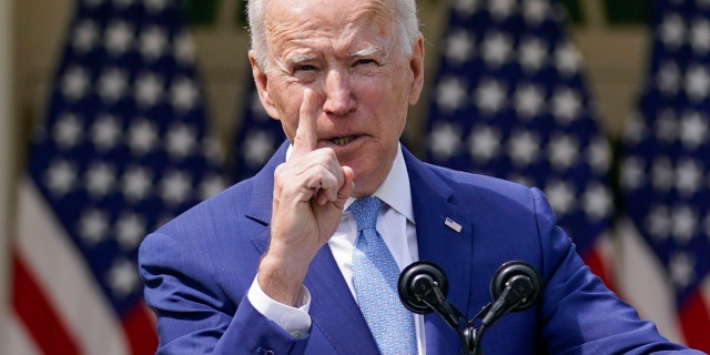 President Joe Biden speaks about gun violence prevention in the Rose Garden at the White House, Thursday, April 8, 2021, in Washington. (AP Photo/Andrew Harnik)