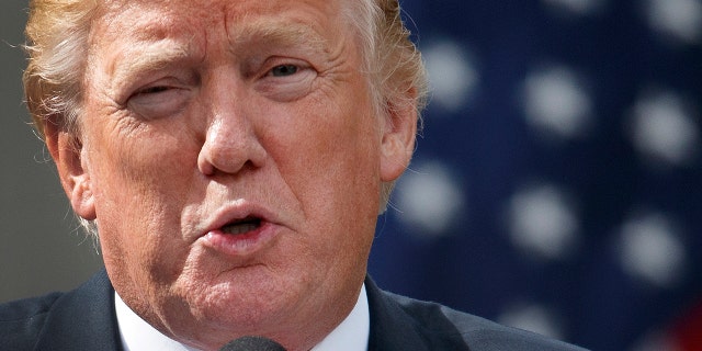 Former President Donald Trump speaks in the Rose Garden of the White House in Washington, Oct. 23, 2017. (Associated Press)