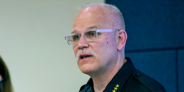 In this June 24, 2020 file photo, Tucson Police Chief Chris Magnus speaks during a press conference in Tucson, Ariz. (Josh Galemore/Arizona Daily Star via AP)