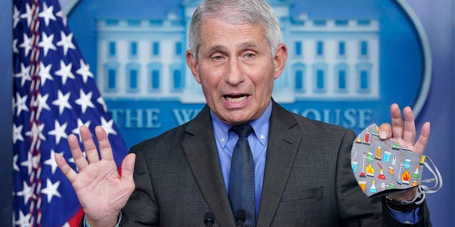 Dr. Anthony Fauci, director of the National Institute of Allergy and Infectious Diseases, speaks during a press briefing at the White House, Tuesday, April 13, 2021, in Washington. Fauci has been a regular at congressional hearings in the past year. (AP Photo/Patrick Semansky)