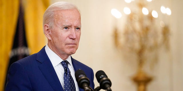In this April 15, 2021 file photo, President Biden speaks about Russia in the East Room of the White House in Washington. (AP Photo/Andrew Harnik, File)