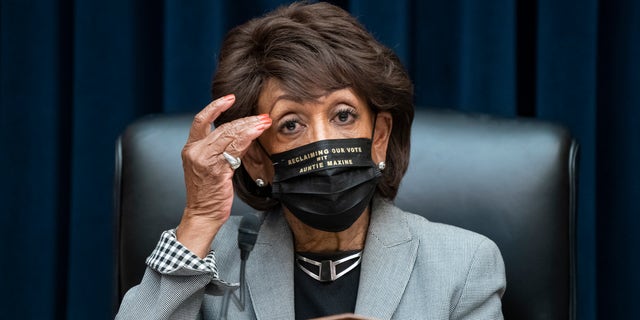House Financial Services Committee Chairwoman Maxine Waters, D-Calif., presides over a markup of pending bills, on Capitol Hill in Washington, Tuesday, April 20, 2021. 