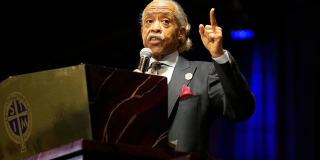Rev. Al Sharpton eulogies Daunte Wright during funeral services at Shiloh Temple International Ministries in Minneapolis, Thursday, April 22, 2021. Wright, 20, was fatally shot by a Brooklyn Center, Minn., police officer during a traffic stop. (AP Photo/John Minchillo, Pool)
