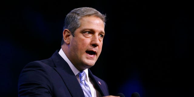 FILE - In this Sept. 7, 2019, file photo, Rep. Tim Ryan, D-Ohio, speaks during the New Hampshire state Democratic Party convention in Manchester, N.H. Ryan, a 10-term representative from Ohio's blue-collar Mahoning Valley, officially launched his bid Monday, April 26, 2021, for a coveted open Senate seat in Ohio. He becomes the Democratic frontrunner as the party goes after Republican Rob Portman's seat in what stands to be one of 2022's most closely watched Senate contests.(AP Photo/Robert F. Bukaty, File)