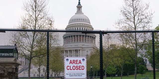 The Capitol is seen in Washington, early Wednesday, April 28, 2021, as President Joe Biden prepares to address House and Senate lawmakers on his first 100 days in office. (AP Photo/J. Scott Applewhite)