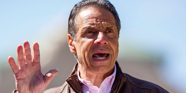 New York Gov. Andrew Cuomo speaks during a news conference, Monday, April 26, 2021 at the New York State Fair Grounds in Syracuse, New York.