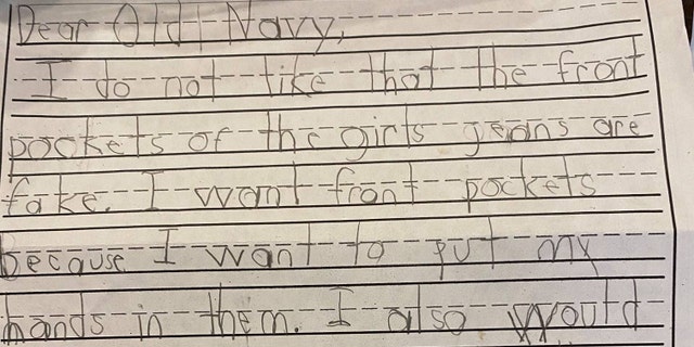 The letter was part of a persuasive writing assignment in her first grade class at Evening Star Elementary School.