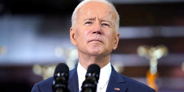 President Biden delivers a speech on infrastructure spending at Carpenters Pittsburgh Training Center, Wednesday, March 31, 2021, in Pittsburgh.