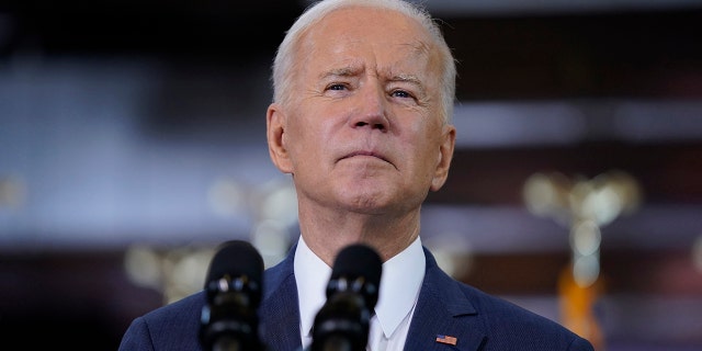 President Joe Biden delivers a speech on infrastructure spending at Carpenters Pittsburgh Training Center, Wednesday, March 31, 2021, in Pittsburgh. (AP Photo/Evan Vucci)