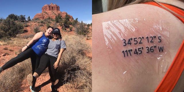 Pritchett handed the coordinates to the artist, but unfortunately had written down "North" instead of "South" for the first line of the location.