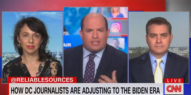 Jim Acosta speaking with "Reliable Sources" host Brian Stelter on CNN. 