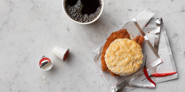 The Spicy Chick-n-Strips Biscuit will be feature two spicy, seasoned strips on a buttered biscuit and grace breakfast menus, the restaurant said.