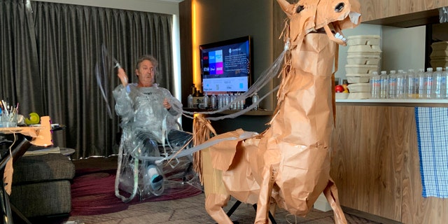 Marriott even went on to make a nemesis for his cowboy, the Clingfilm Kid. (David Marriott via AP)