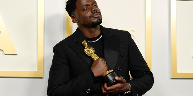 Daniel Kaluuya, winner of Actor in a Supporting Role for 'Judas and the Black Messiah,' poses in the press room during the 93rd Annual Academy Awards at Union Station on April 25, 2021, in Los Angeles, Calif. (Photo by Chris Pizzello-Pool/Getty Images)