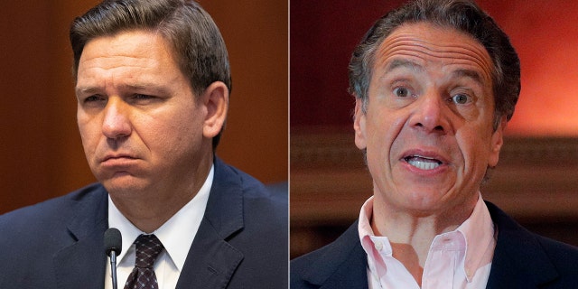 Florida Gov. Ron DeSantis, left, and New York Gov. Andrew Cuomo. (Reuters/Associated Press)