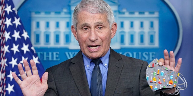 Dr. Anthony Fauci, director of the National Institute of Allergy and Infectious Diseases, speaks during a press briefing at the White House, Tuesday, April 13, 2021, in Washington. (AP Photo/Patrick Semansky)