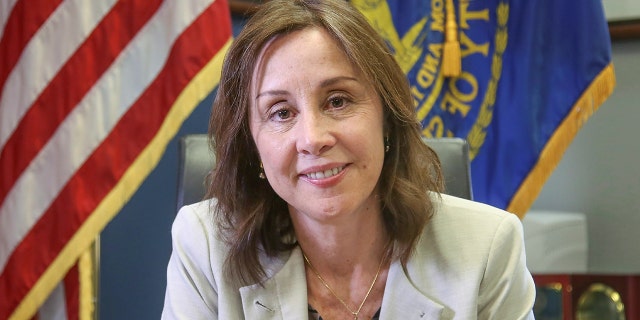 Suffolk County Police Commissioner Geraldine Hart is shown in her office at police headquarters in Yaphank, New York on June 19, 2020.