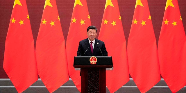 China's President Xi Jinping gives a speech at the Great Hall of the People in Beijing on April 26, 2019.