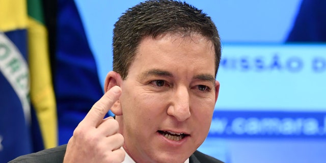 US journalist Glenn Greenwald, gestures during a hearing at the Lower House's Human Rights Commission in Brasilia, Brazil, on June 25, 2019. (Photo by EVARISTO SA / AFP) (Photo by EVARISTO SA/AFP via Getty Images)