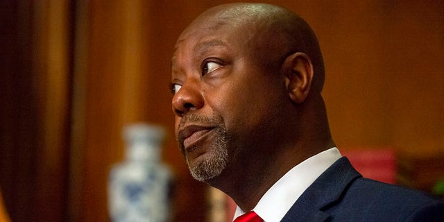 U.S. Sen. Tim Scott (R-SC) poses before a meeting with Seventh Circuit Court Judge Amy Coney Barrett, President's Trump's pick for the Supreme Court, in the Mansfield Room of the U.S. Capitol on September 29, 2020 in Washington, DC. (Photo by Bonnie Cash-Pool/Getty Images)