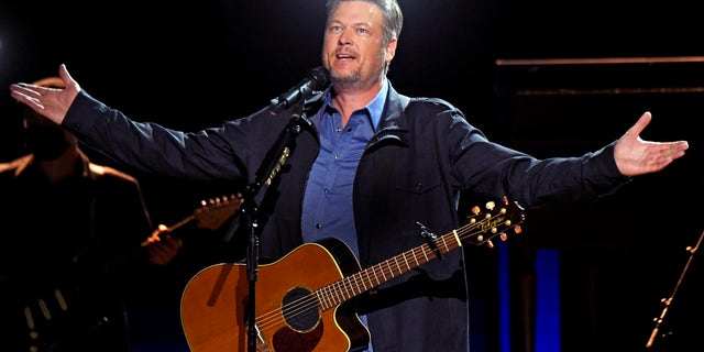 Blake Shelton performed his first-ever No. 1 hit 'Austin' 20 years later. (Photo by Kevin Mazur/Getty Images for ACM)