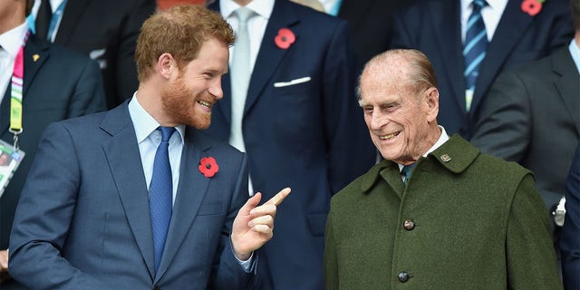 Prince Harry with his grandfather Prince Philip. The Duke of Edinburgh passed away on Friday at age 99.