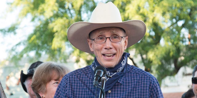 Television and film legend Johnny Crawford speaks at his star unveiling ceremony at The Walk of Western Stars on April 21, 2016, in Newhall, California.