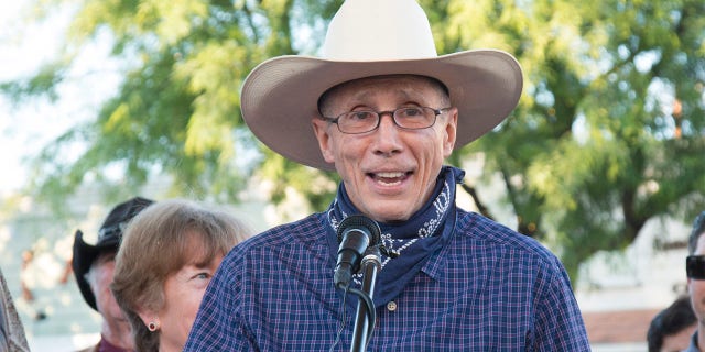 Television and film legend Johnny Crawford speaks at his star unveiling ceremony at The Walk of Western Stars on April 21, 2016, in Newhall, California.