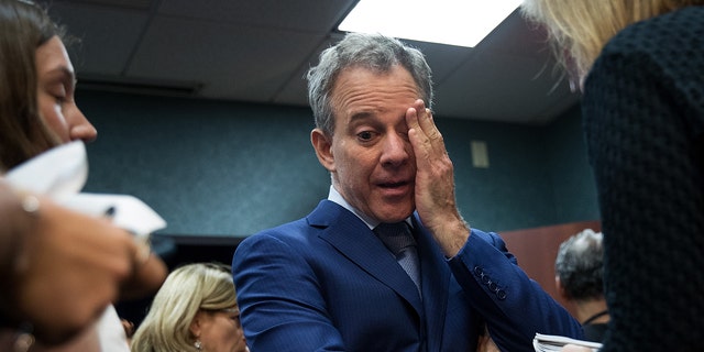 New York State Attorney General Eric Schneiderman pauses while speaking to reporters following a press conference to call for an end of Immigration and Customs Enforcement (ICE) raids in New York state courts, Aug. 3, 2017, in the Brooklyn borough of New York City. (Drew Angerer/Getty Images)