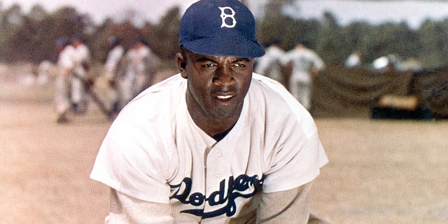 UNDATED: American baseball player Jackie Robinson #42 of the Brooklyn Dodgers poses for a portrait, circa 1947 - 1956. (Photo by Photo File/MLB Photos via Getty Images)