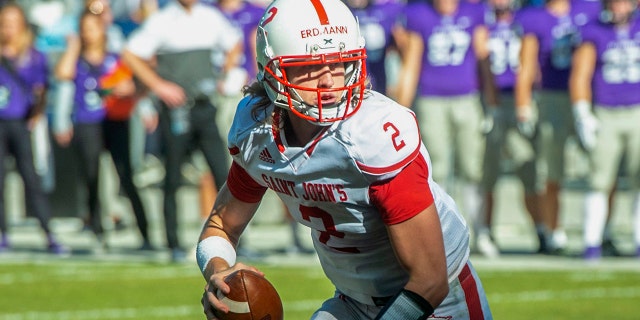 Quarterback Jackson Erdmann looks to throw the ball at Allianz Field on Saturday, Oct. 19, 2019.