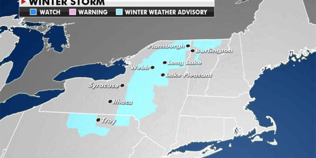 Four to eight inches of heavy snow could fall over upstate New York and New England. (Fox News)