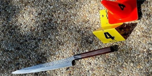 The knife allegedly used by 25-year-old Noah Green last Friday.