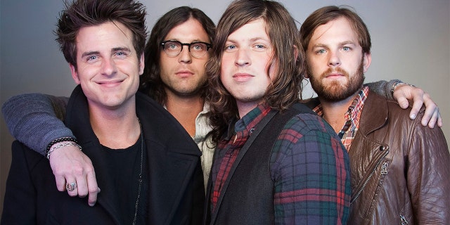 FILE - In this Oct. 21, 2010 file photo, members of the band Kings of Leon, from left, Jared Followill, Nathan Followill, Matthew Followill and Caleb Followill, pose for a portrait in New York. The group is set to help kick off NFL draft activities later this month. (AP Photo/Victoria Will, File)