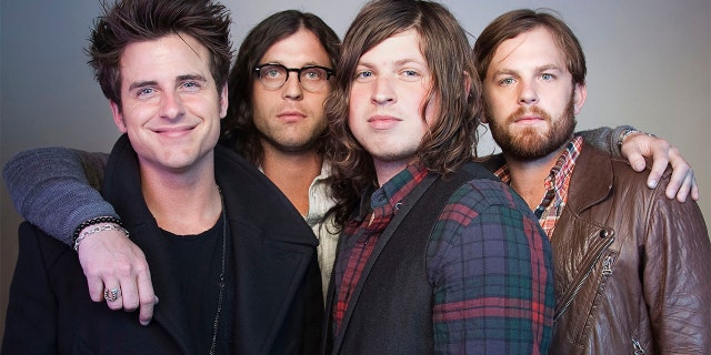 FILE - In this Oct. 21, 2010 file photo, members of the band Kings of Leon, from left, Jared Followill, Nathan Followill, Matthew Followill and Caleb Followill, pose for a portrait in New York. The group is set to help kick off NFL draft activities later this month. (AP Photo/Victoria Will, File)