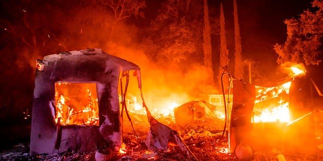 The Markley Fire merged with several other blazes to become the LNU Lightning Complex fire, pictured above, that spreadlast year in Vacaville, California.