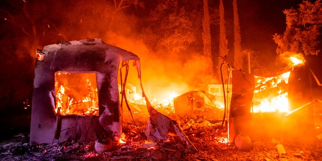 The Markley Fire merged with several other blazes to become the LNU Lightning Complex fire, pictured above, that spreadlast year in Vacaville, California.