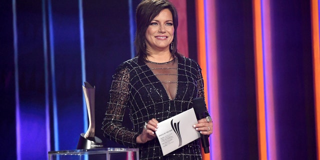 Martina McBride speaks onstage at the 56th Academy of Country Music Awards at the Grand Ole Opry on April 18, 2021, in Nashville.