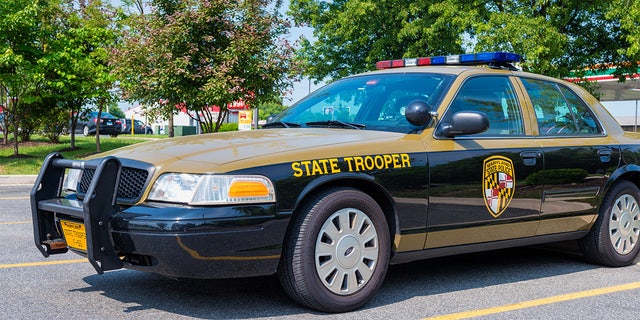 Elkton, MD, USA - May 27, 2014: State Trooper Police Car from the Maryland State Police on parking lot.