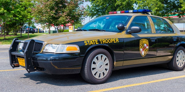 Elkton, MD, USA - May 27, 2014: State Trooper Police Car from the Maryland State Police on parking lot.