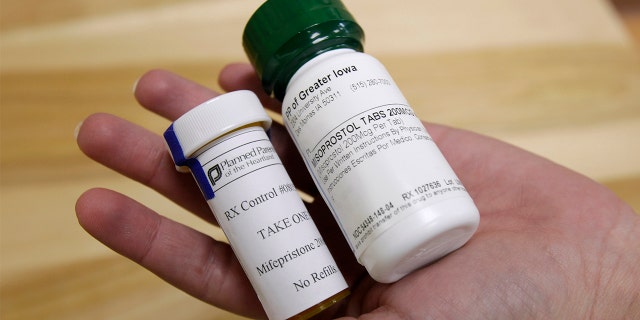 This Sept. 22, 2010, file photo shows bottles of the abortion-inducing drug RU-486 at a clinic in Des Moines, Iowa. (AP Photo/Charlie Neibergall)