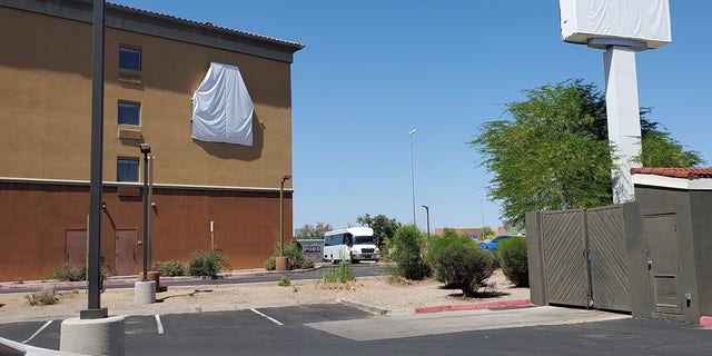 An Arizona hotel housing migrants is pictured.